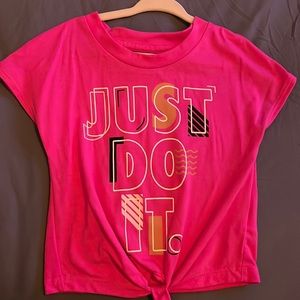 4T Pink Nike T-Shirt Knot Tie Front